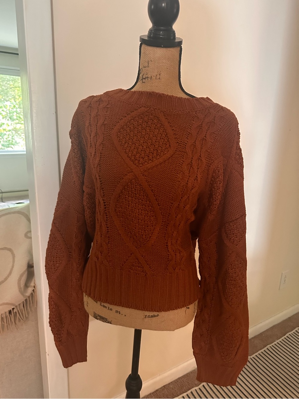 🍁Olivia Grey Cable Knit Sweater - Rust